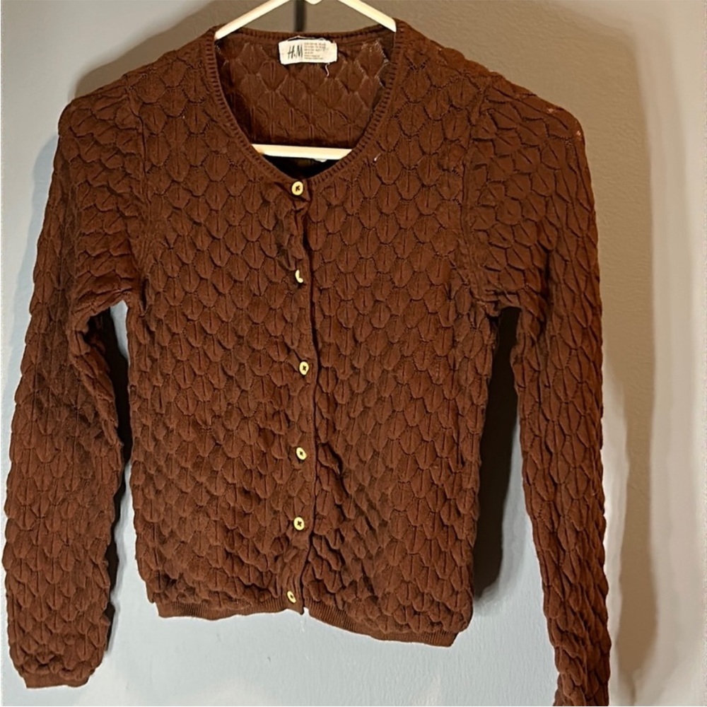 H&M brown button blouse for girls/ kids size 8/10